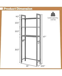 Costway Over-The-Toilet Storage Shelf Space Saving Metal Bathroom Organizer Hooks