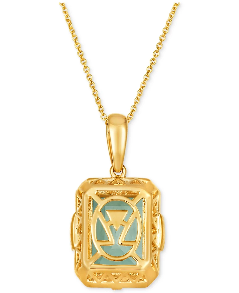 Le Vian Mint Julep Quartz (6-3/4 ct. t.w.) & Diamond (1/4 ct. t.w.) Halo Adjustable 20" Pendant Necklace in 14k Gold