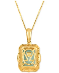 Le Vian Mint Julep Quartz (6-3/4 ct. t.w.) & Diamond (1/4 ct. t.w.) Halo Adjustable 20" Pendant Necklace in 14k Gold