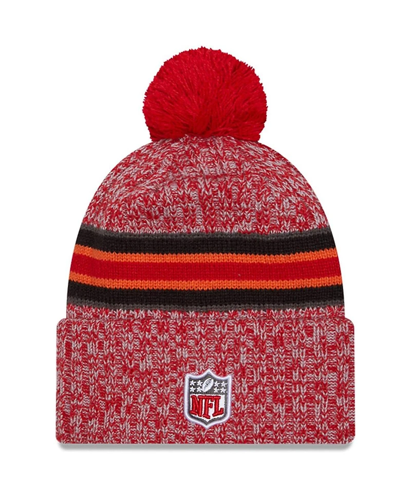 Men's New Era Red Tampa Bay Buccaneers 2023 Sideline Cuffed Knit Hat With Pom