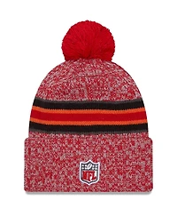 Men's New Era Red Tampa Bay Buccaneers 2023 Sideline Cuffed Knit Hat With Pom