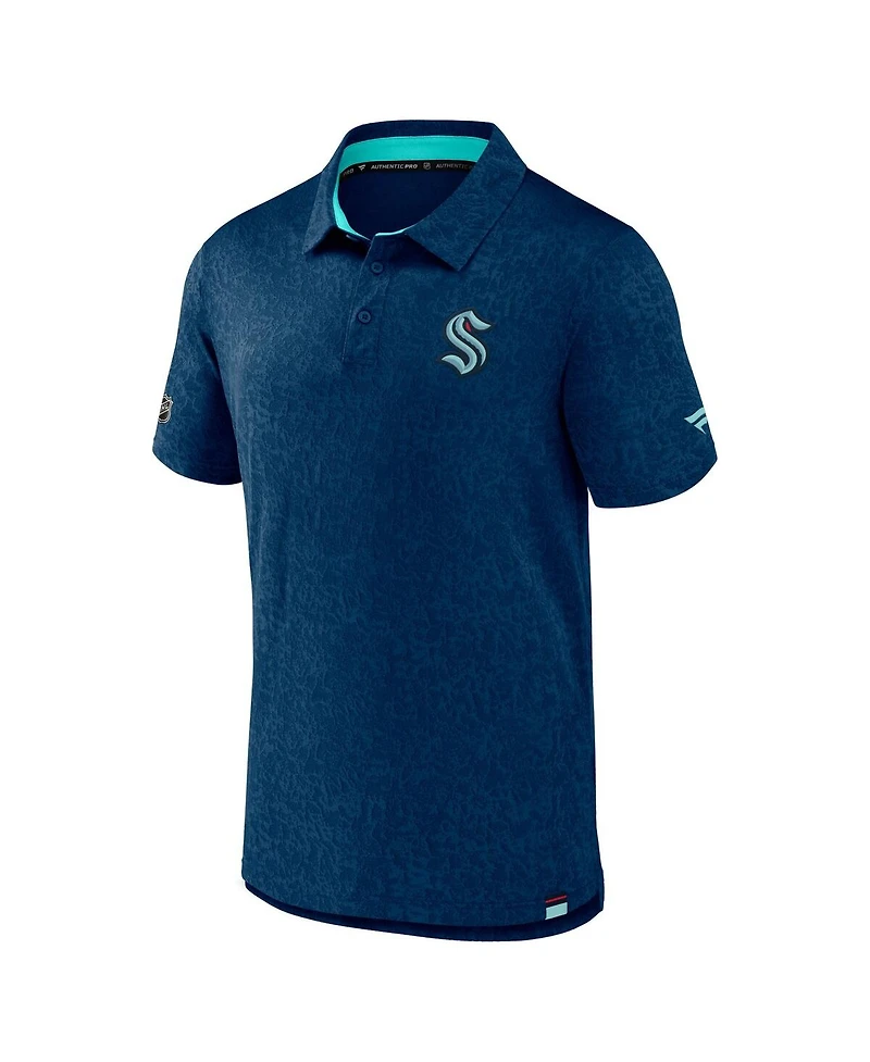 Men's Fanatics Deep Sea Blue Seattle Kraken Authentic Pro Jacquard Polo Shirt