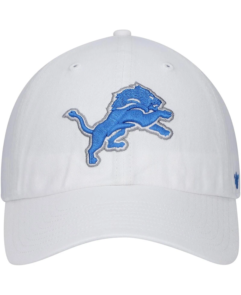 Men's '47 Brand White Detroit Lions Clean Up Adjustable Hat
