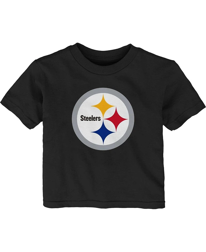 Baby Boys and Girls Black Pittsburgh Steelers Primary Logo T-shirt