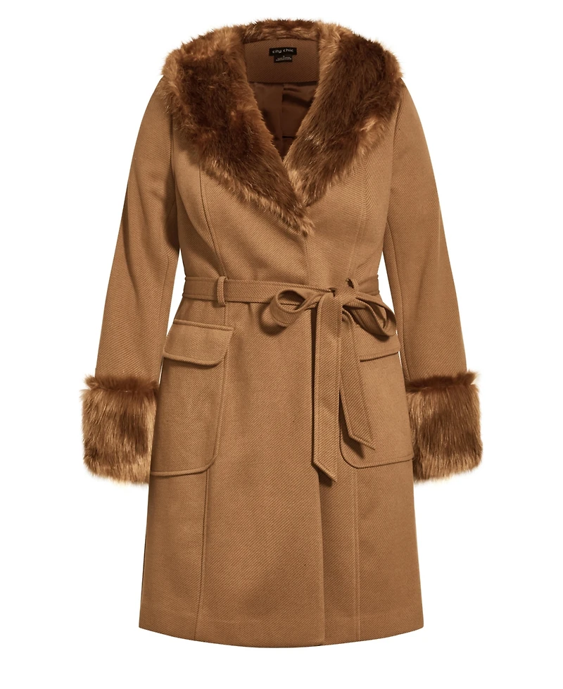 City Chic Plus Make Me Blush Coat