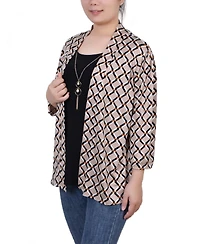 Ny Collection Women's 3/4 Sleeve Two-Fer Top