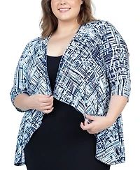 24seven Comfort Apparel Plus 3/4 Length Sleeve Open Cardigan