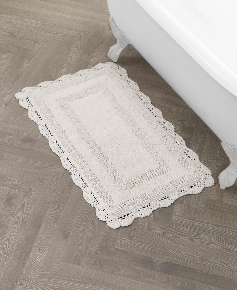 Laura Ashley Crochet Reversible Cotton Bath Rug