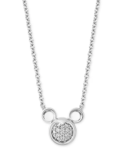 Disney Wonder Fine Jewelry Diamond Mickey Mouse Pendant Necklace (1/8 ct. t.w.) in Sterling Silver, 16" + 2" extender