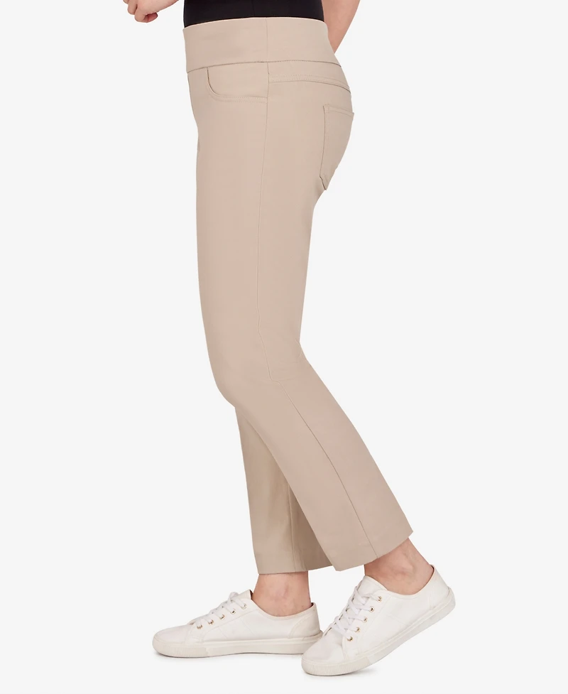 Ruby Rd. Petite Mid-Rise Pull-On Straight Solar Millennium Tech Ankle Pants