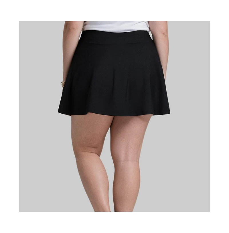Calypsa Women's Plus Flowy Swim Skirt With Attached Shorts