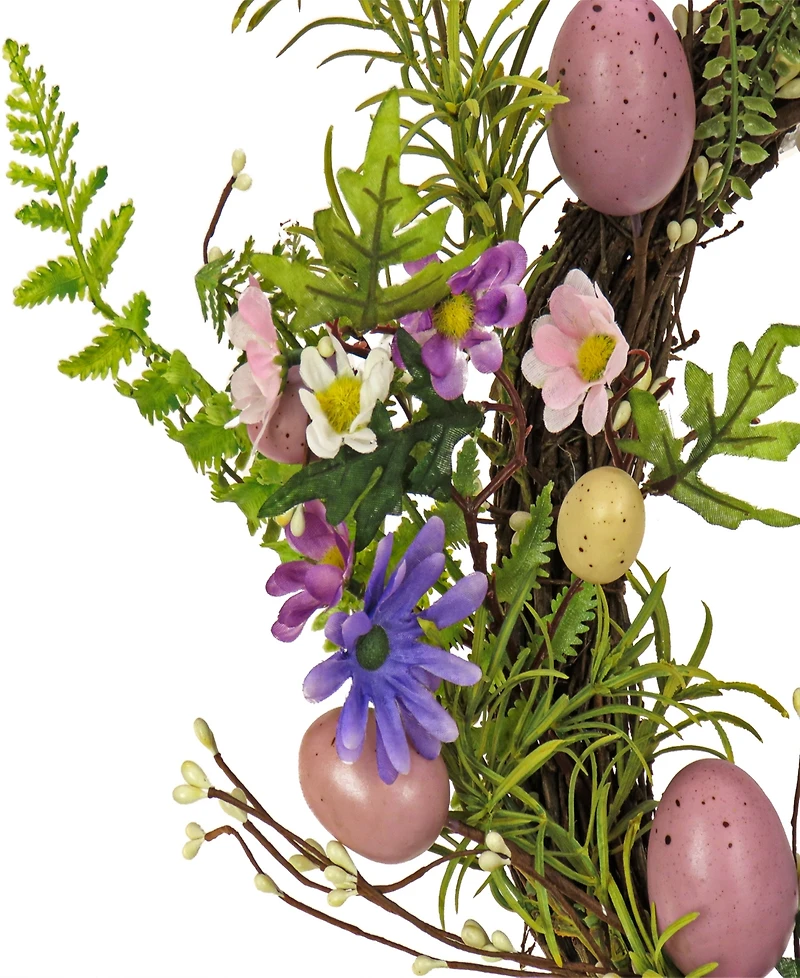 National Tree Company 22" Eggs, Flowers, and Ferns Wreath