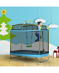 Qaba 3-In-1 Trampoline for Kids, 6.9' Kids Trampoline with Net, Light