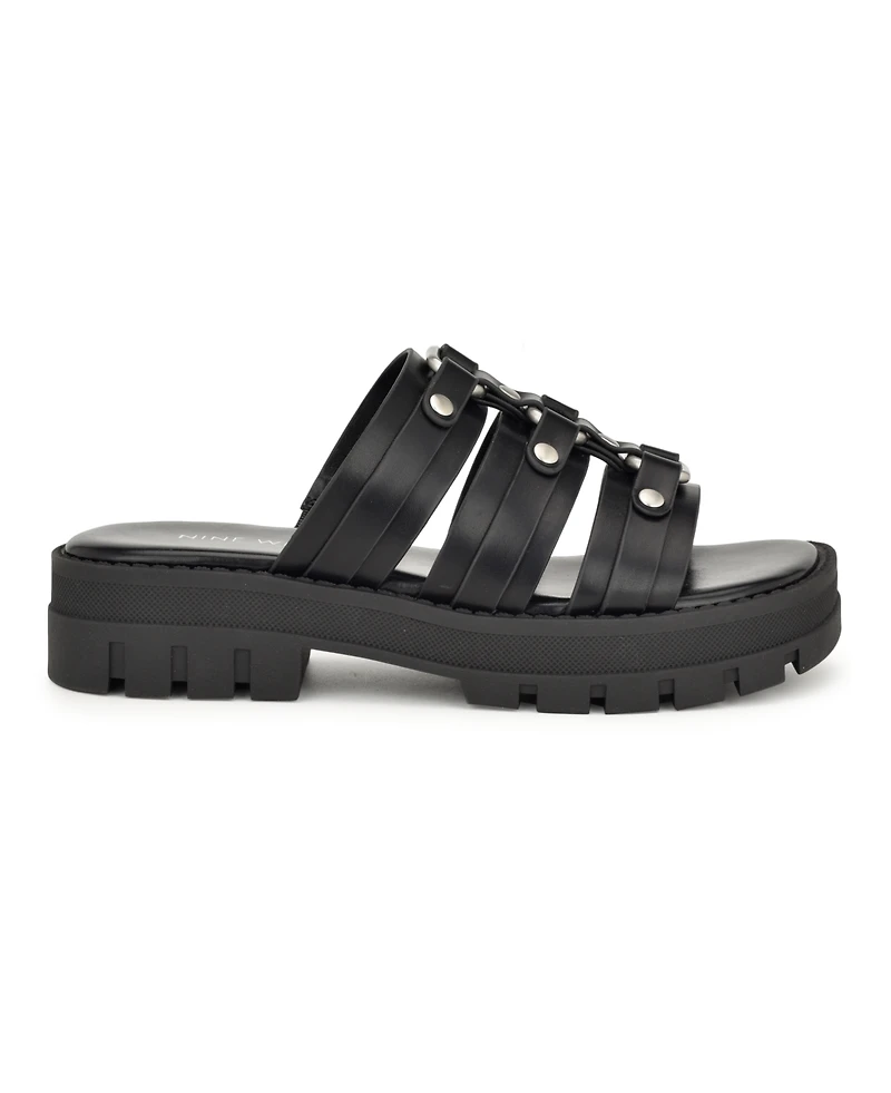 Nine West Women's Cazz Strappy Lug Sole Casual Sandals