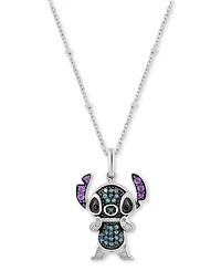 Disney Wonder Fine Jewelry Multicolor Diamond Stitch 18" Pendant Necklace (1/6 ct. t.w.) in Sterling Silver