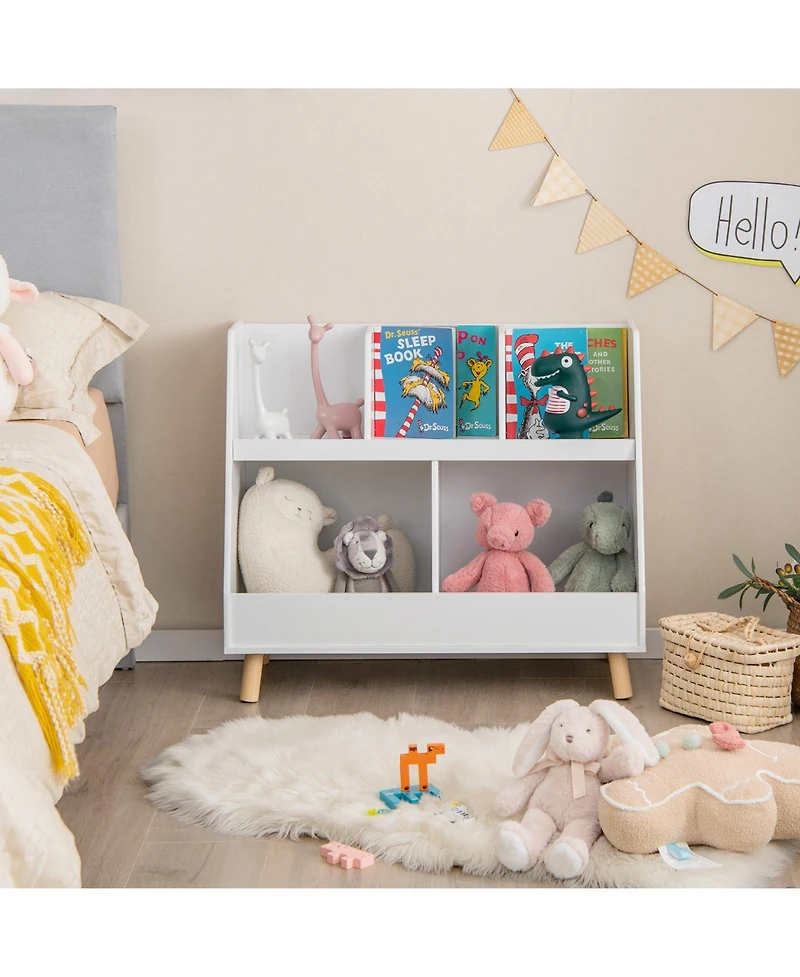 5-Cube Kids Bookshelf and Toy Organizer with Anti-Tipping Kits for Safe Efficient Storage