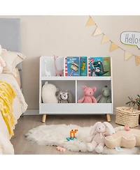 5-Cube Kids Bookshelf and Toy Organizer with Anti-Tipping Kits for Safe Efficient Storage