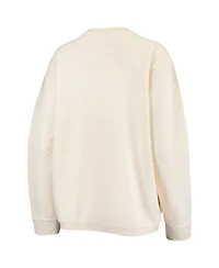 Women's Pressbox White Distressed Georgia Bulldogs Comfy Cord Vintage-Like Wash Basic Arch Pullover Sweatshirt