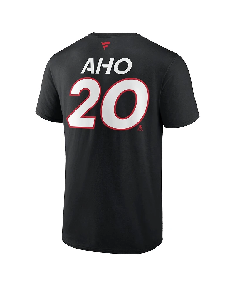 Men's Fanatics Sebastian Aho Black Carolina Hurricanes Authentic Pro Prime Name and Number T-shirt