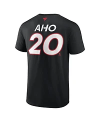 Men's Fanatics Sebastian Aho Black Carolina Hurricanes Authentic Pro Prime Name and Number T-shirt