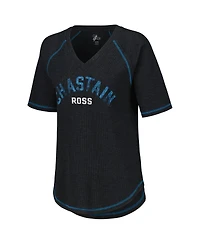Women's G-iii 4Her by Carl Banks Black Distressed Ross Chastain Ball Chase Tri-Blend Thermal Raglan Top