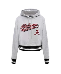 Women's Pro Standard Heather Gray Alabama Crimson Tide Script Tail Fleece Cropped Pullover Hoodie