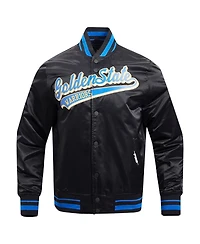 Men's Pro Standard Black Golden State Warriors Script Tail Full-Snap Satin Varsity Jacket