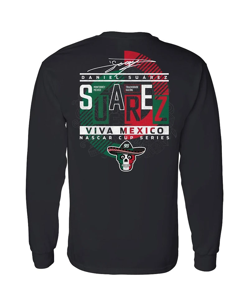 Men's Trackhouse Racing Team Collection Black Daniel Suarez Vivo Long Sleeve T-shirt