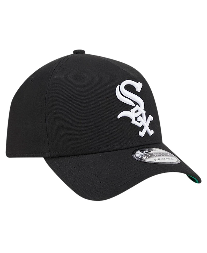 Men's New Era Black Chicago White Sox Team Color A-Frame 9FORTY Adjustable Hat