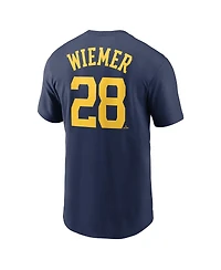 Men's Nike Joey Wiemer Navy Milwaukee Brewers Name and Number T-shirt