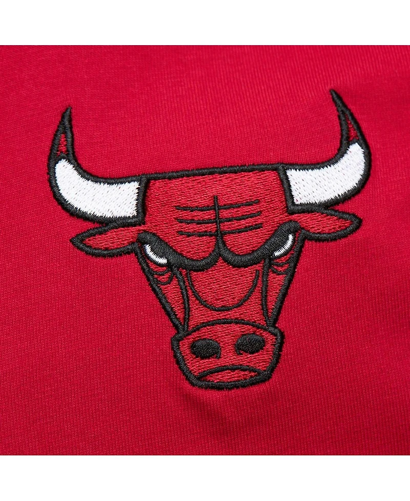 Men's Mitchell & Ness Red Distressed Chicago Bulls Hardwood Classics Team Og 2.0 Premium Vintage-Like Logo T-shirt