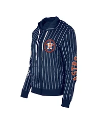 Women's New Era Navy Houston Astros Pinstripe Tri-Blend Full-Zip Hoodie Jacket