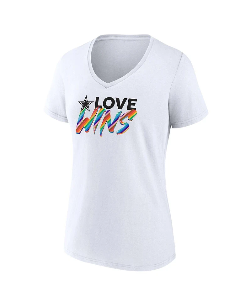 Women's Fanatics White Dallas Cowboys Love Wins V-Neck T-shirt