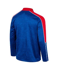 Men's Colosseum Royal Kansas Jayhawks Marled Half-Zip Jacket