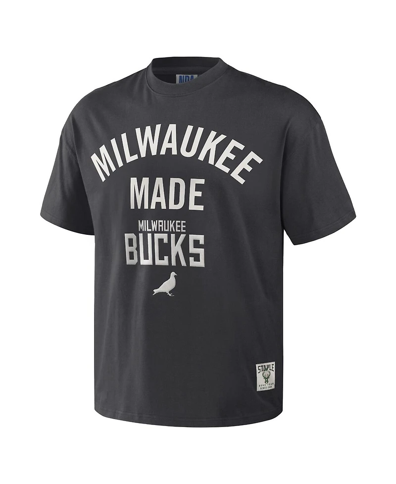 Men's Nba x Staple Anthracite Milwaukee Bucks Heavyweight Oversized T-shirt
