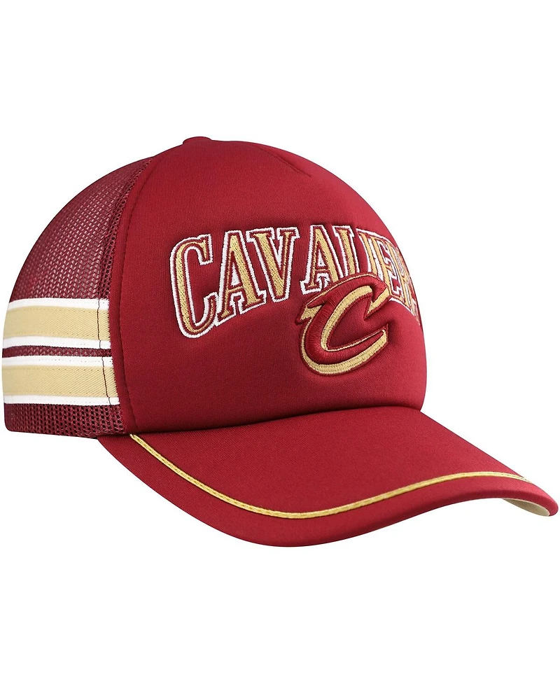 Men's '47 Brand Wine Cleveland Cavaliers Sidebrand Stripes Trucker Adjustable Hat