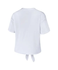 Women's Wear by Erin Andrews White Toronto Blue Jays Front Tie T-shirt