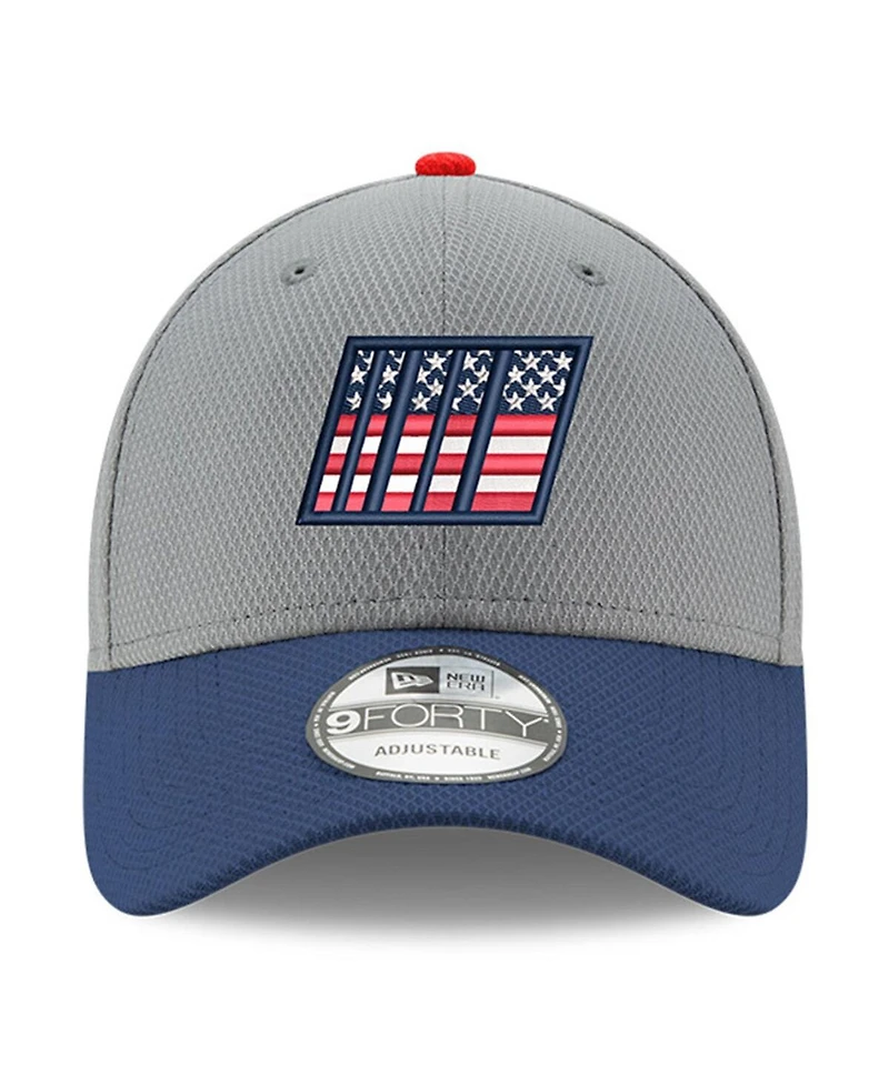 Men's New Era Gray, Navy Nascar Salute 9FORTY Adjustable Hat
