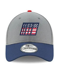 Men's New Era Gray, Navy Nascar Salute 9FORTY Adjustable Hat