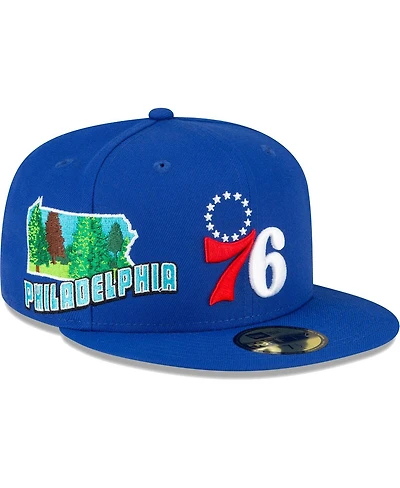 Men's New Era Royal Philadelphia 76ers Stateview 59FIFTY Fitted Hat