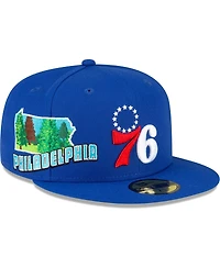 Men's New Era Royal Philadelphia 76ers Stateview 59FIFTY Fitted Hat