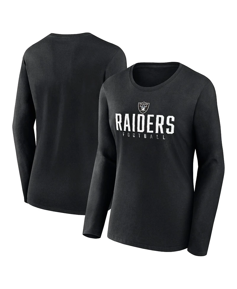 Women's Fanatics Black Las Vegas Raiders Plus Foiled Play Long Sleeve T-shirt