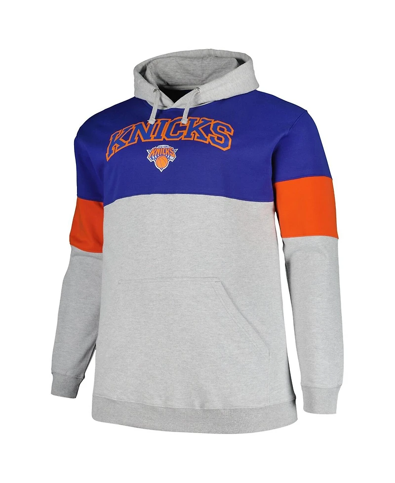 Men's Fanatics Blue, Orange New York Knicks Big and Tall Pullover Hoodie