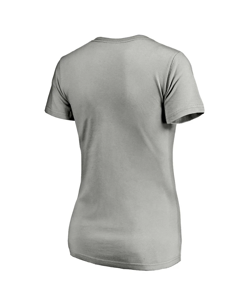 Women's Fanatics Heathered Gray Chicago White Sox Team Logo Lockup V-Neck T-shirt