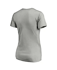 Women's Fanatics Heathered Gray Chicago White Sox Team Logo Lockup V-Neck T-shirt