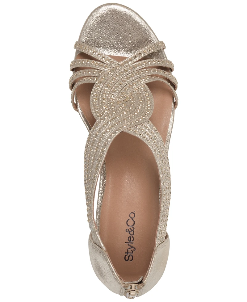 Style & Co Women's Ginifur Embellished Strappy Wedge Sandals, Created for Macy's