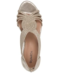 Style & Co Women's Ginifur Embellished Strappy Wedge Sandals, Created for Macy's
