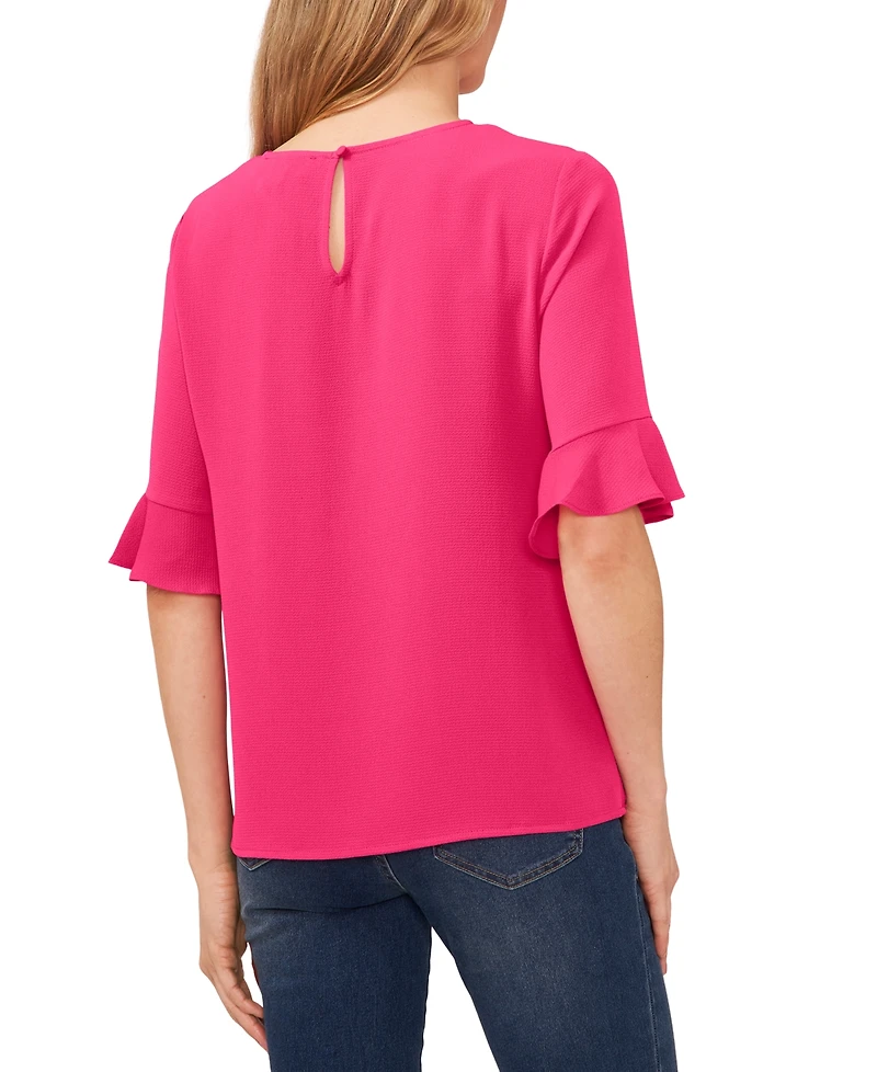 CeCe Women's Ruffled-Cuff 3/4-Sleeve Crew Neck Top