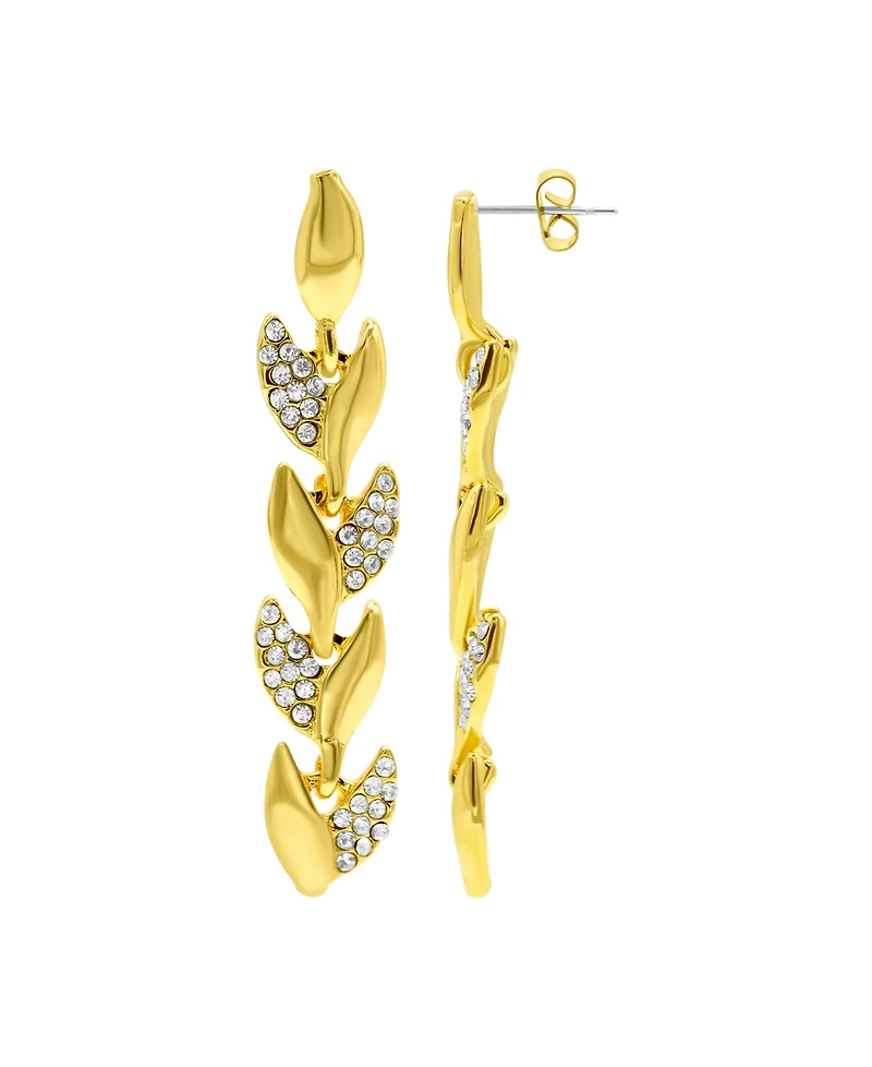 Adornia 14K Gold-Plated Crystal Leaf Earrings