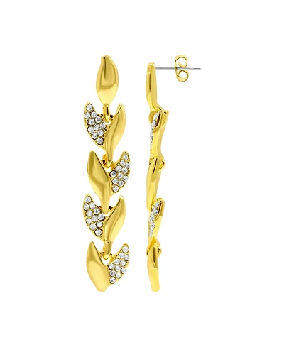 Adornia 14K Gold-Plated Crystal Leaf Earrings